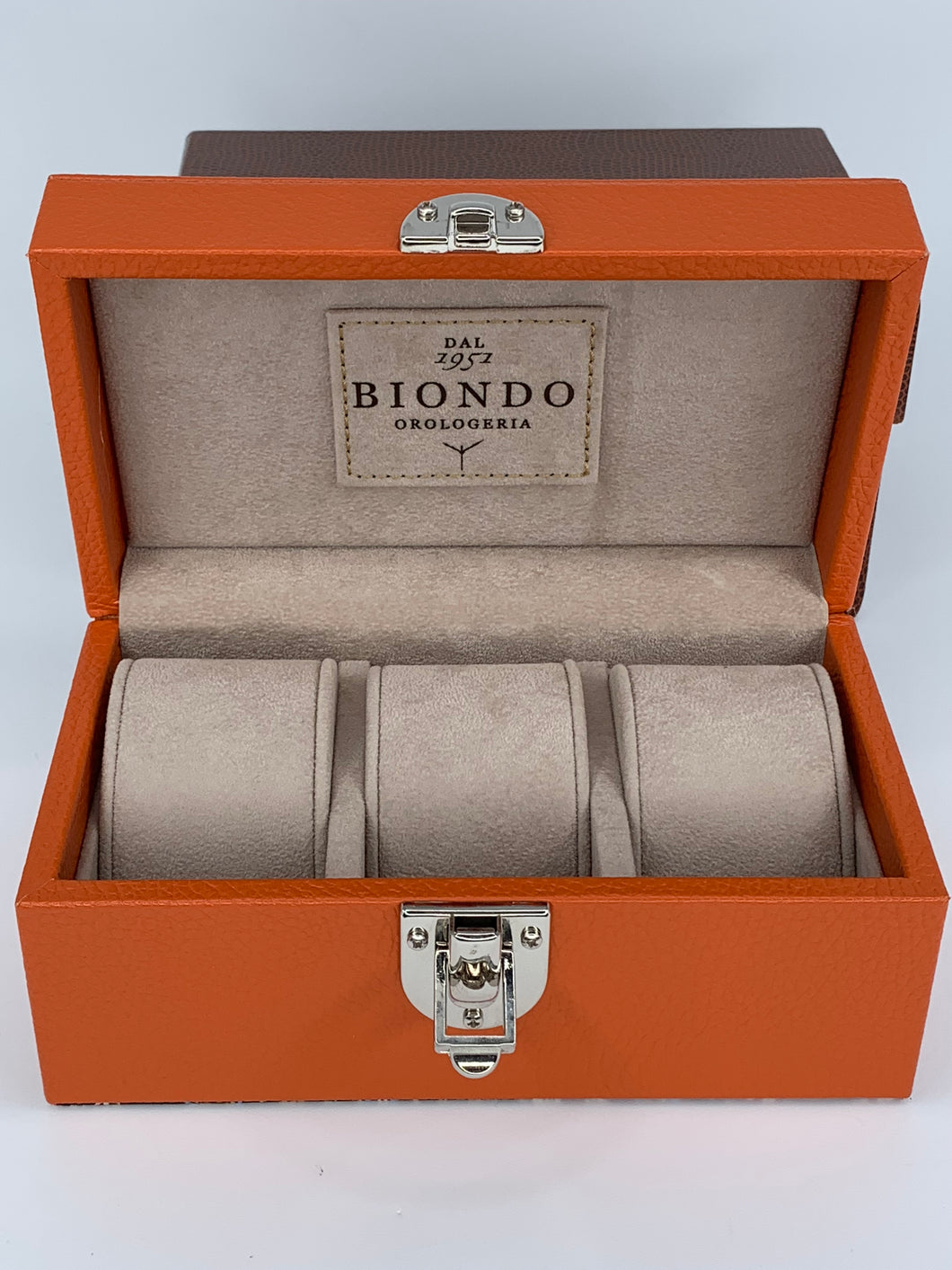 Box luxury porta orologi Biondo 3 posti arancione